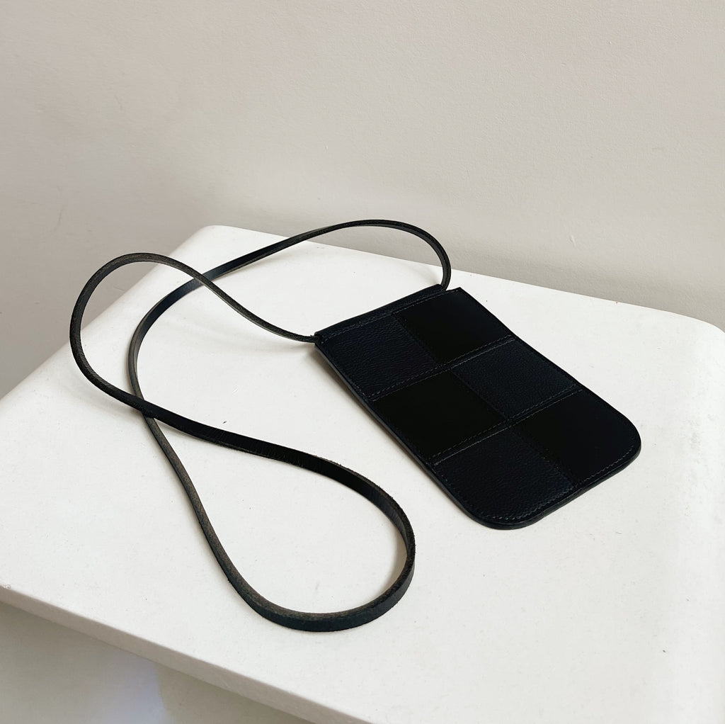 Black Leather Phone Sling