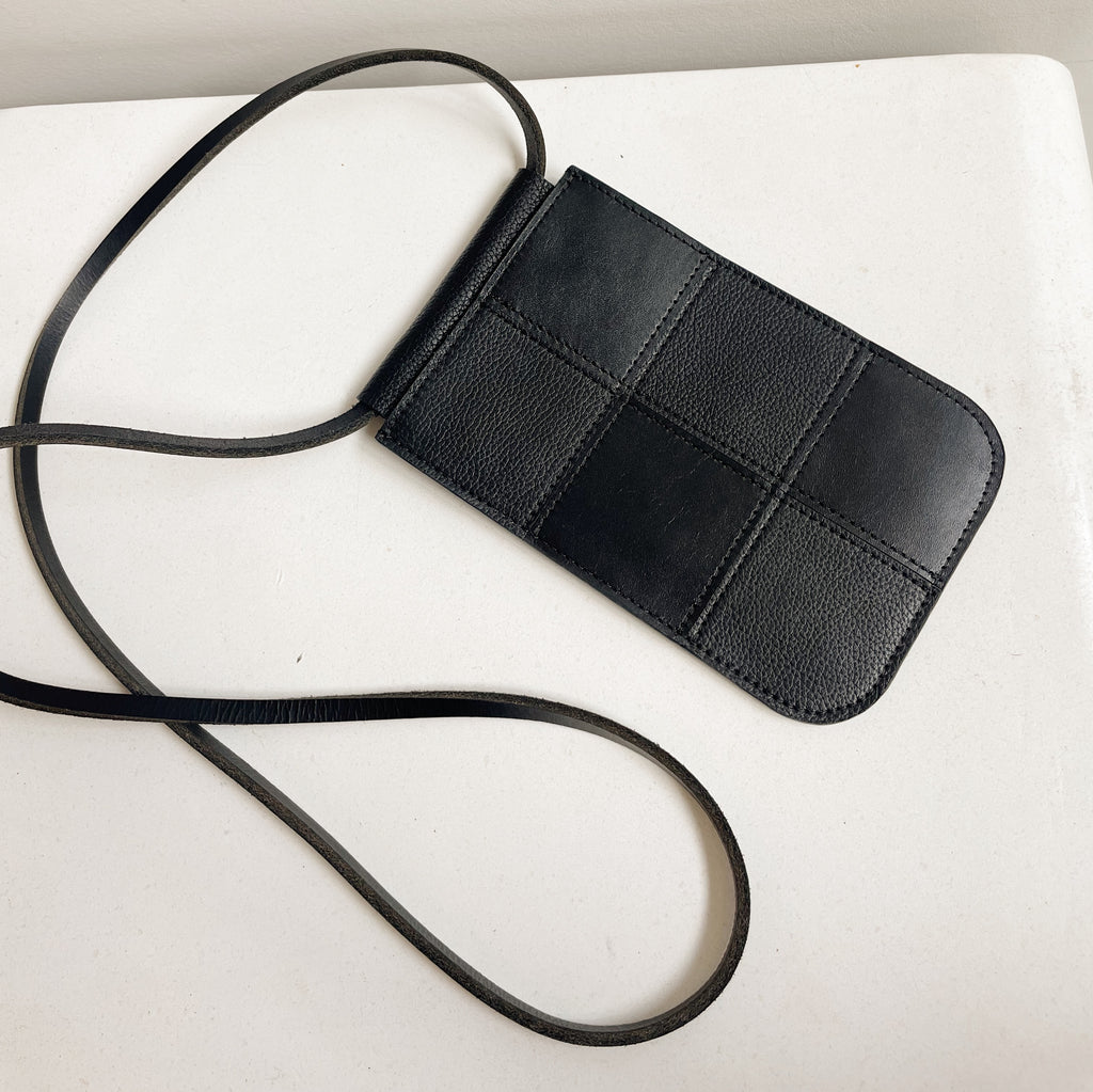 Black Leather Phone Sling
