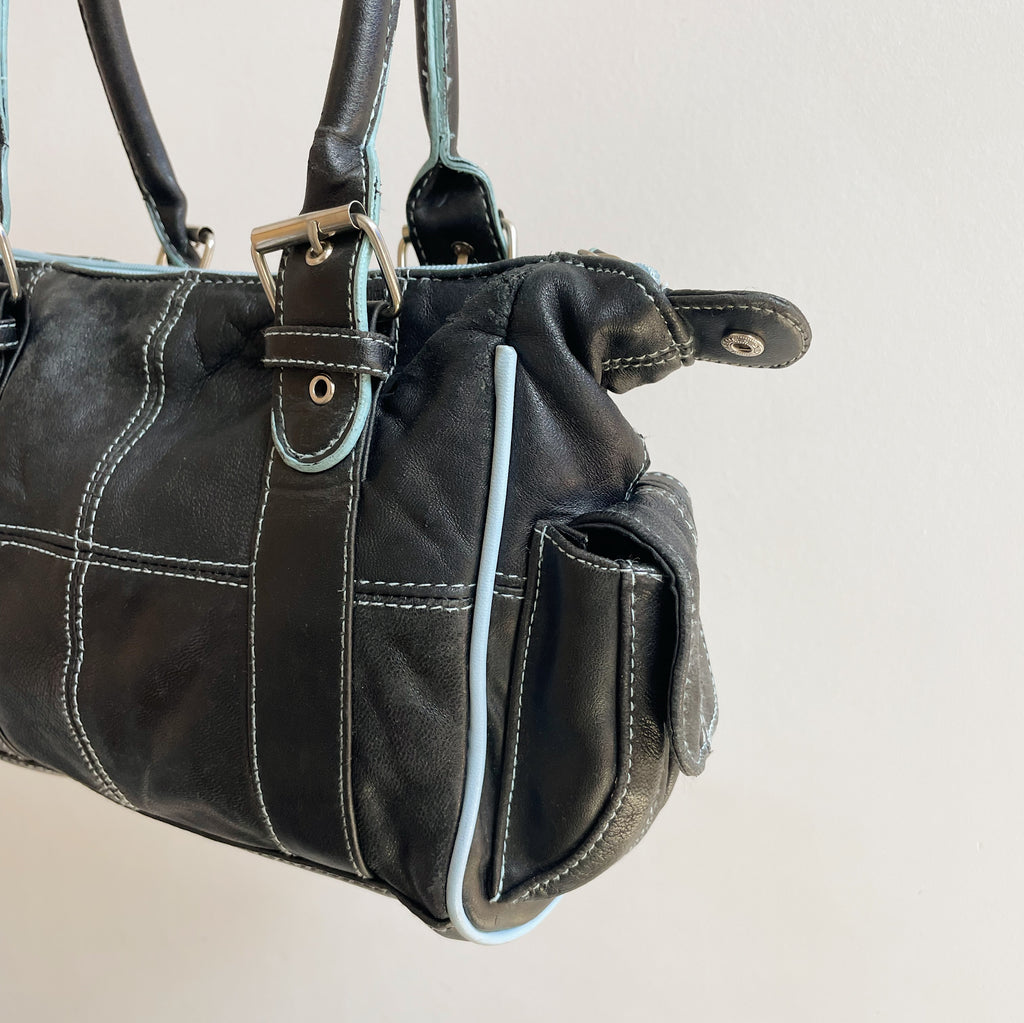 Black + Blue Leather Shoulder Bag