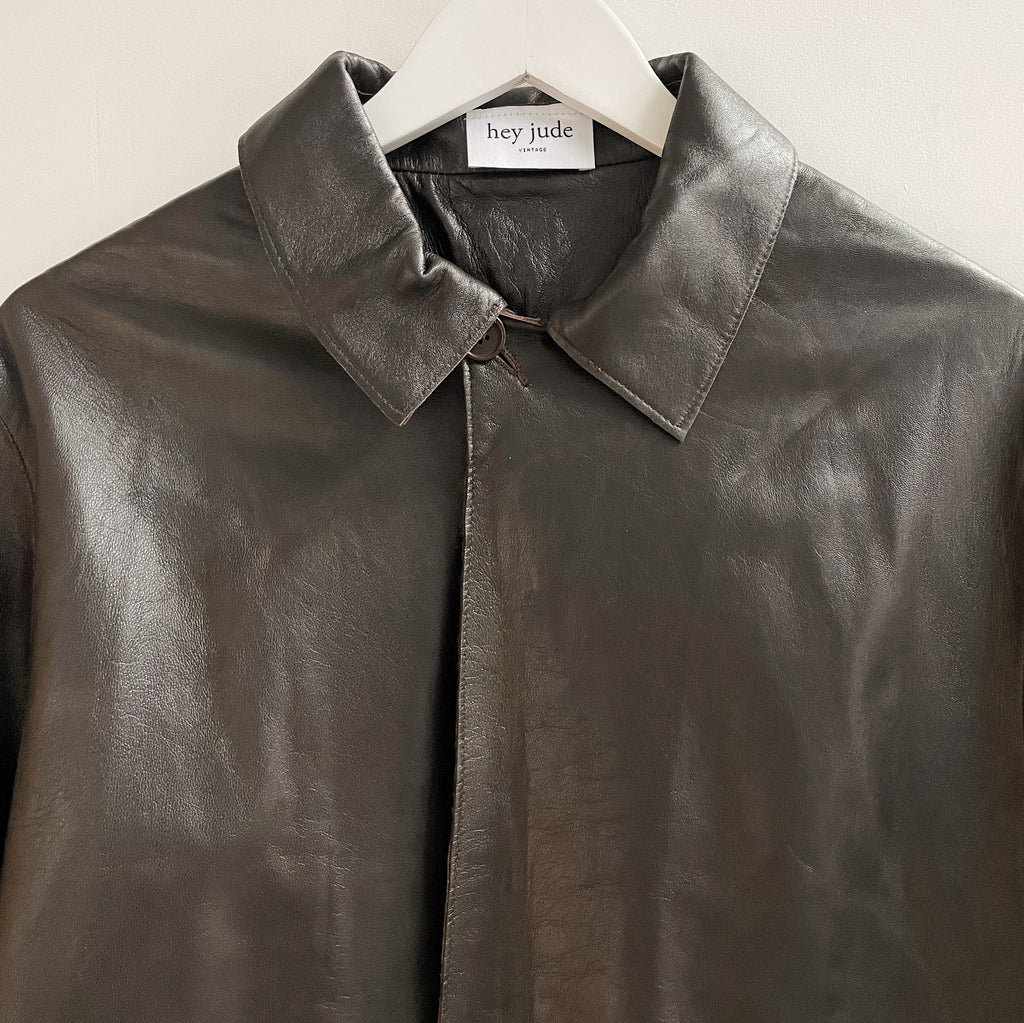 Cacao Leather Zipped Jacket