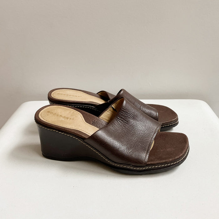 Chocolate Leather Wedges | Size 7