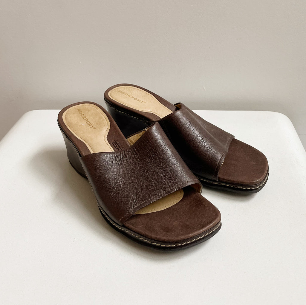 Chocolate Leather Wedges | Size 7