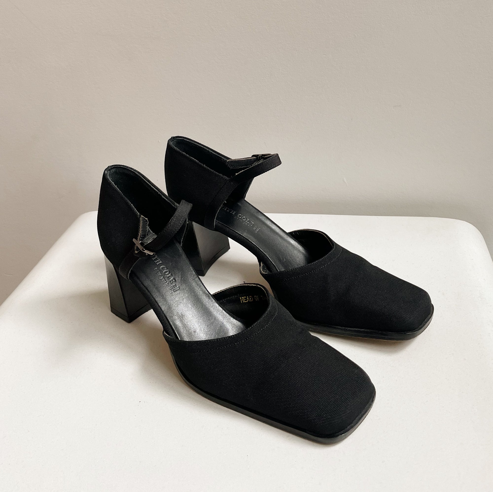 Black Fabric Mary Jane Mules | size 5.5