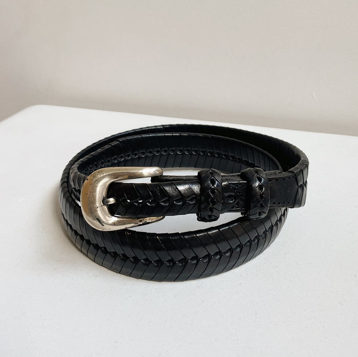 Glossy Black Braided Belt
