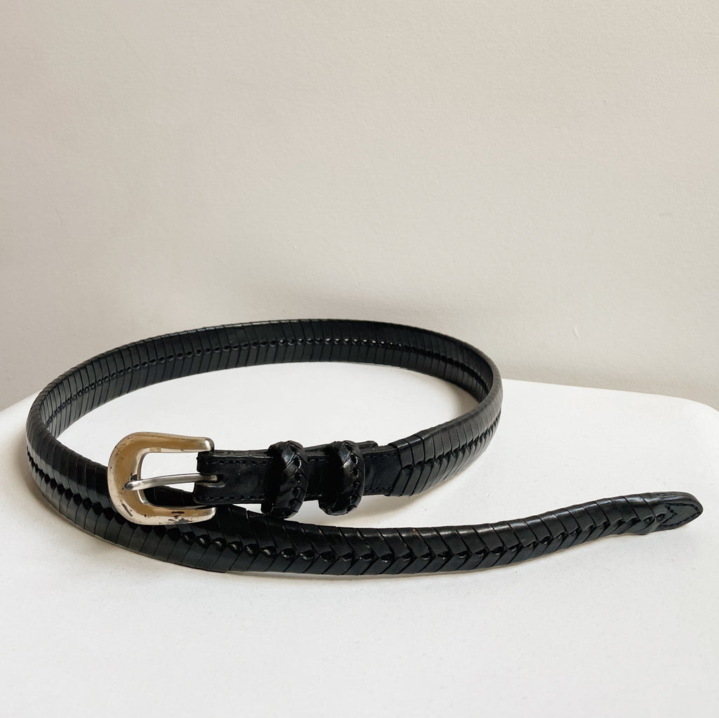 Glossy Black Braided Belt