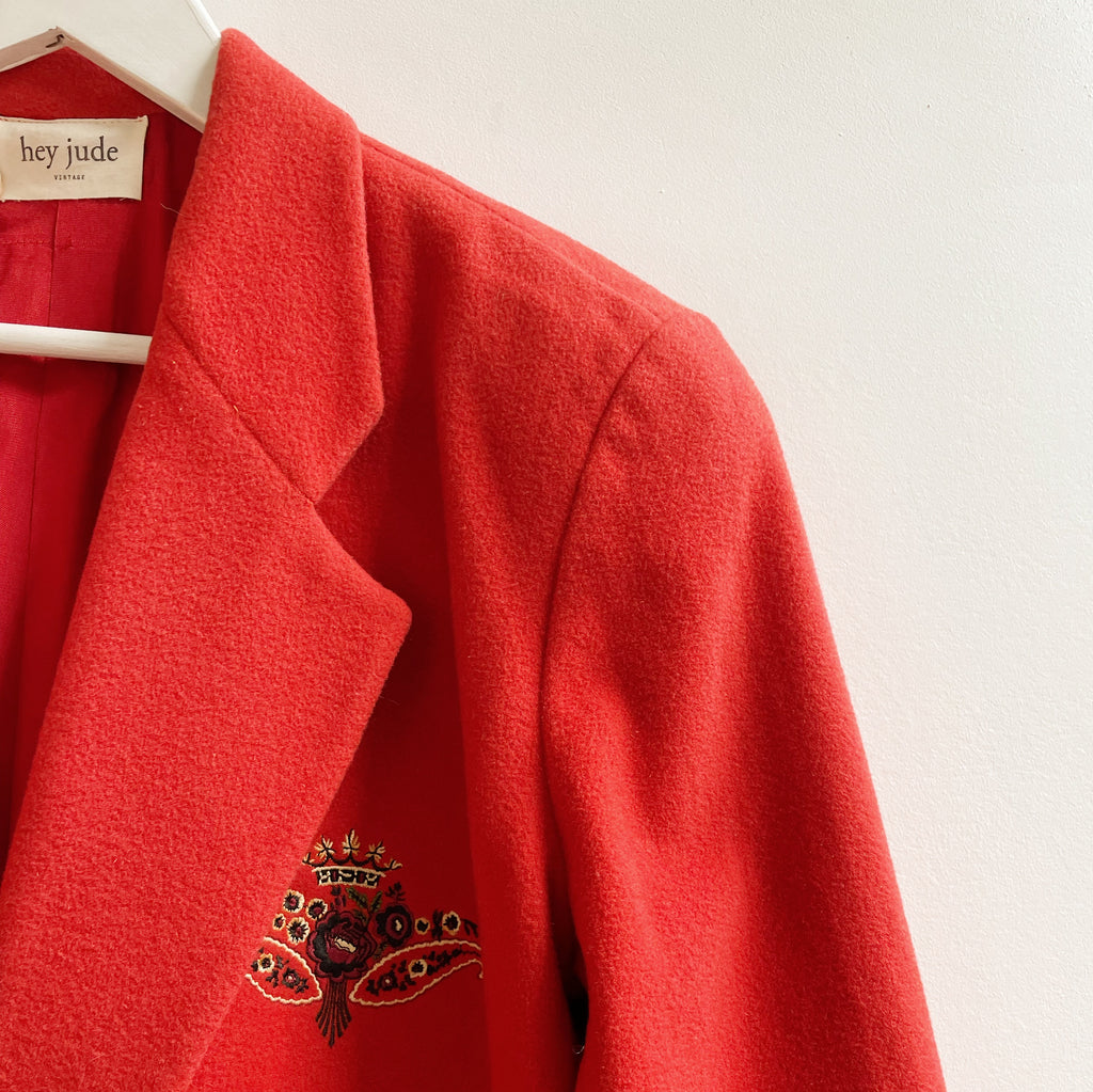 Chili Embroidered Wool Blazer