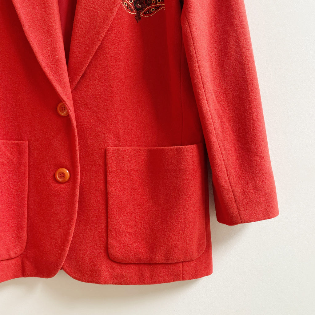 Chili Embroidered Wool Blazer