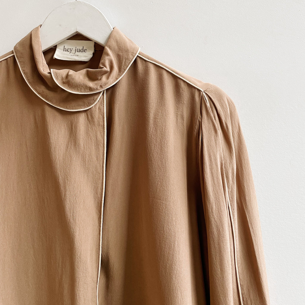 Walnut Brushed Silk Petal Blouse