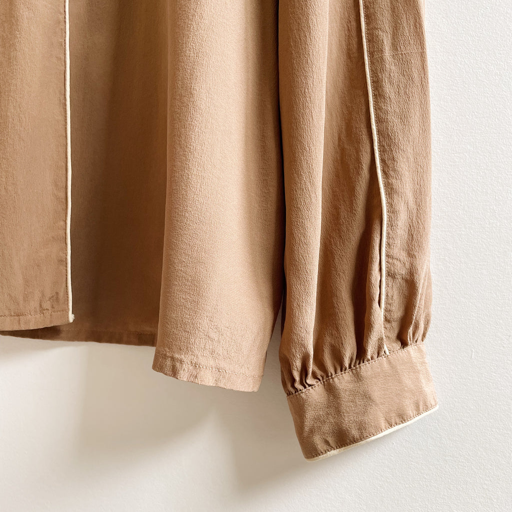 Walnut Brushed Silk Petal Blouse