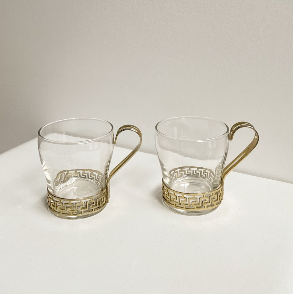 Gold Handle Glass Tea Mug