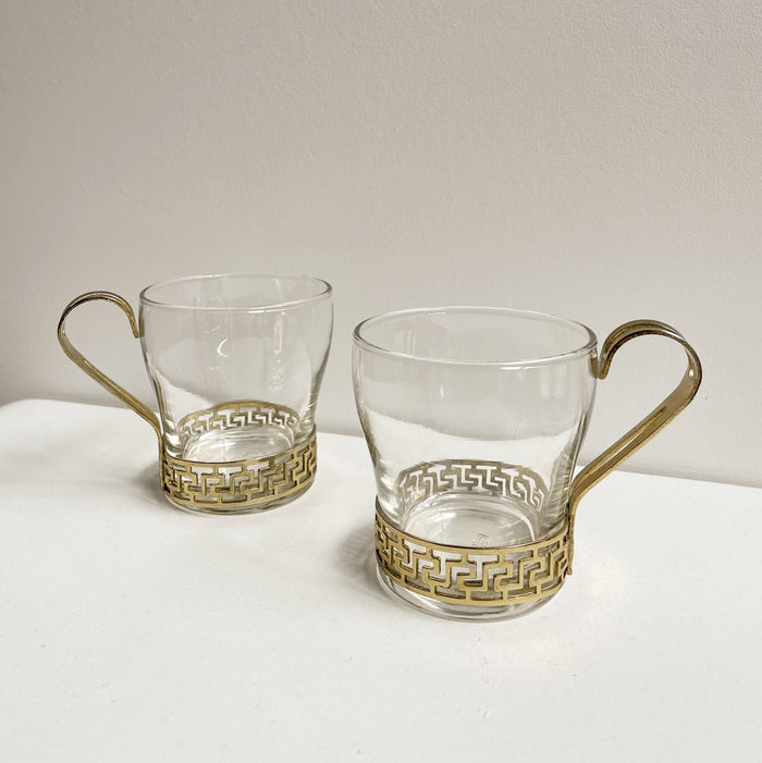 Gold Handle Glass Tea Mug