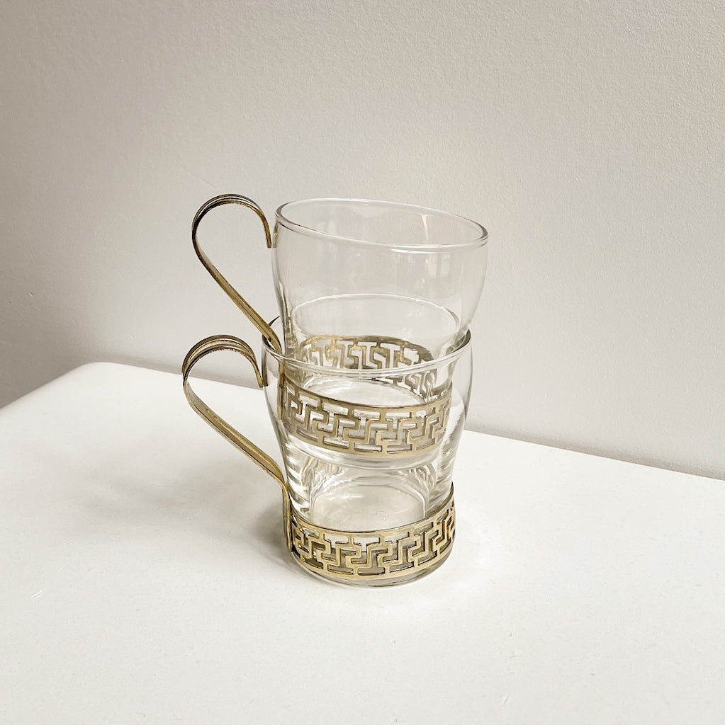 Gold Handle Glass Tea Mug