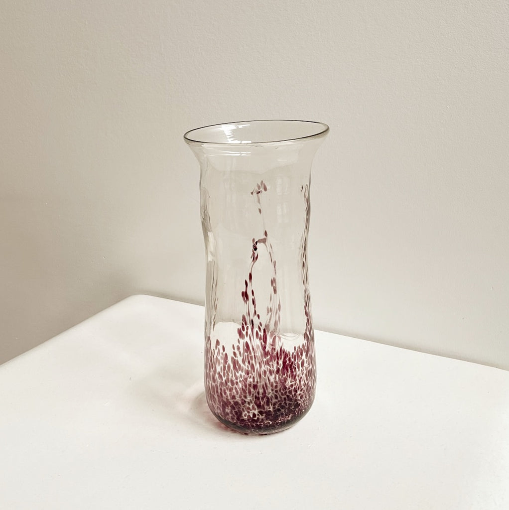 Clear + Plum Blown Glass Art Vase