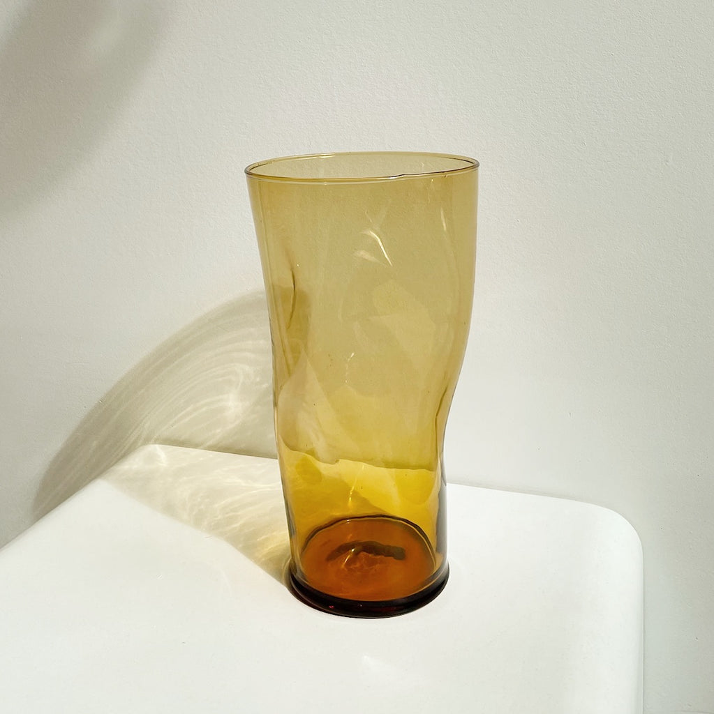 Amber Pinched Glass Vase