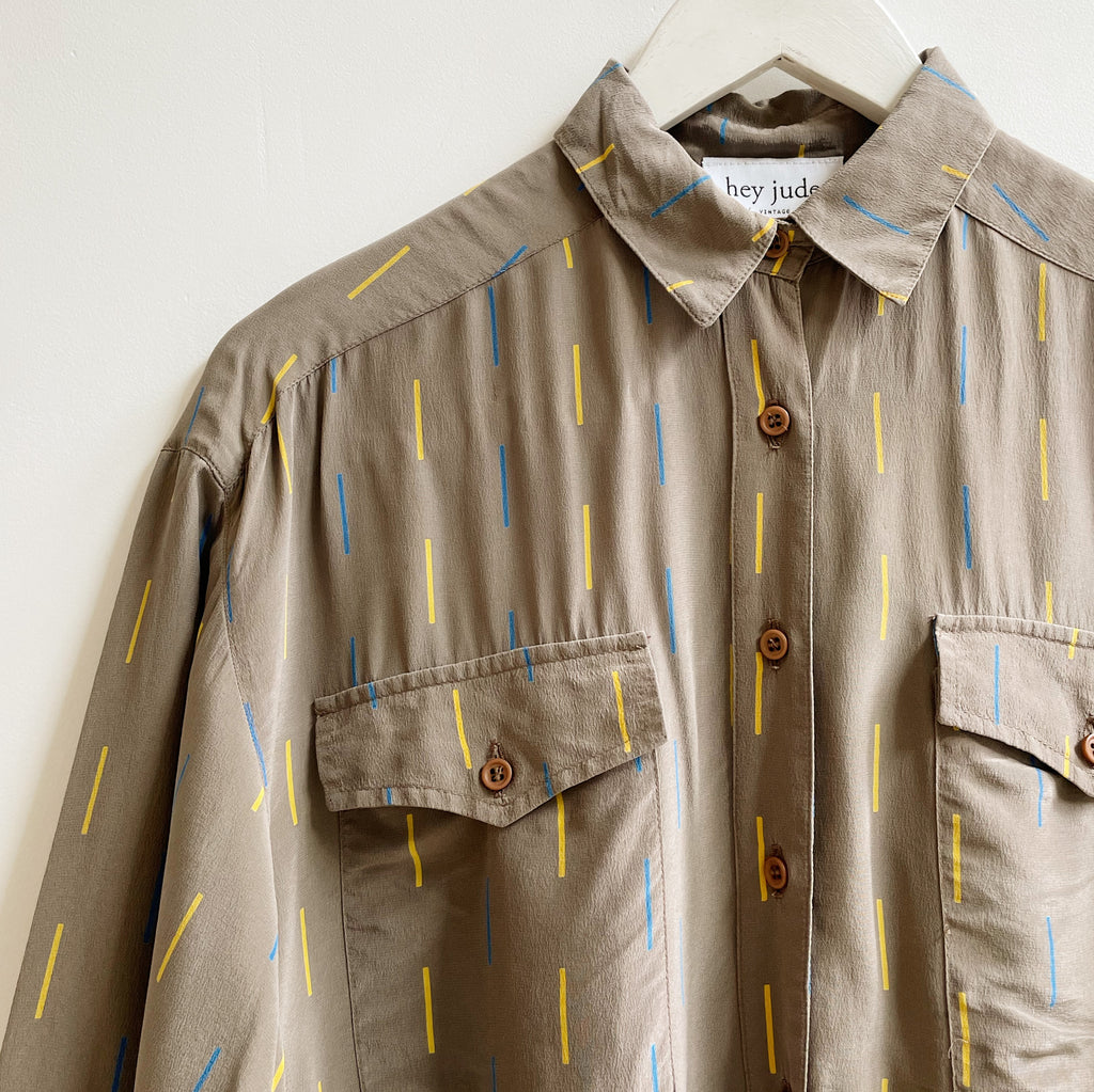 Bisque Airbrush Striped Silk Blouse