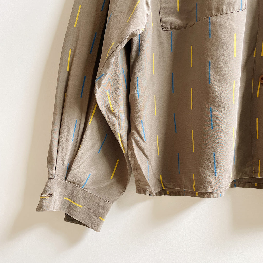 Bisque Airbrush Striped Silk Blouse