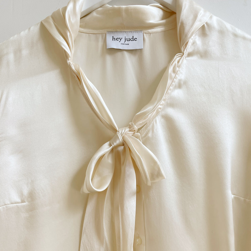 Pearl Silk Tie Blouse