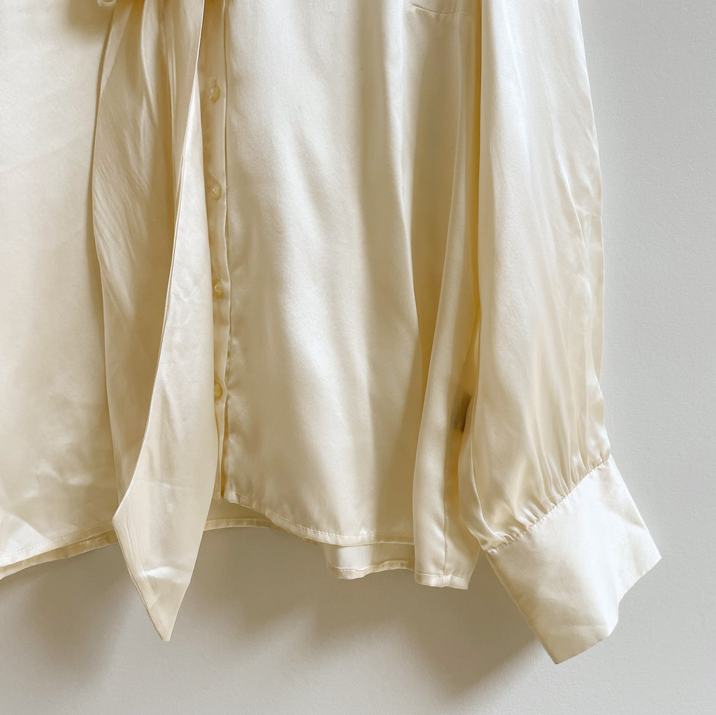 Pearl Silk Tie Blouse