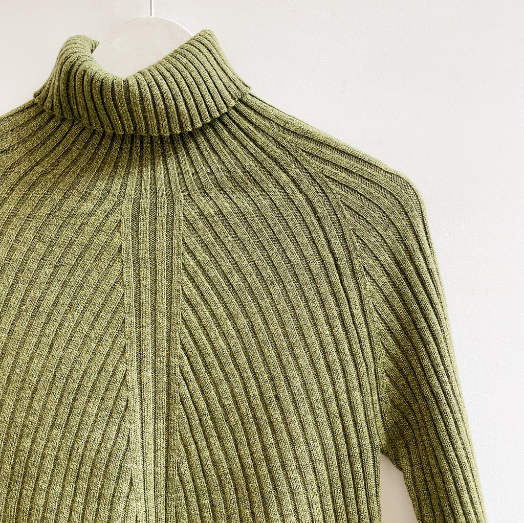 Avocado Wool Rib Knit Turtleneck