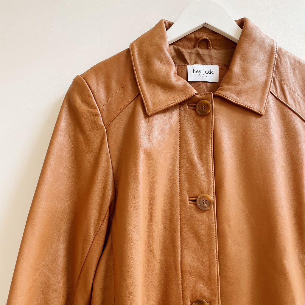 Caramel Midi Leather Jacket