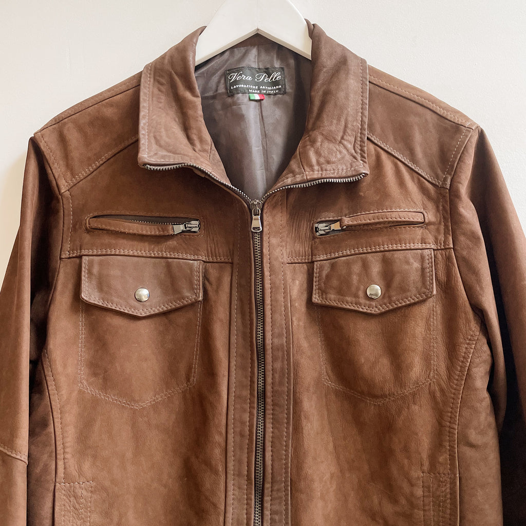 Russet Italian Brushed Leather Jacket