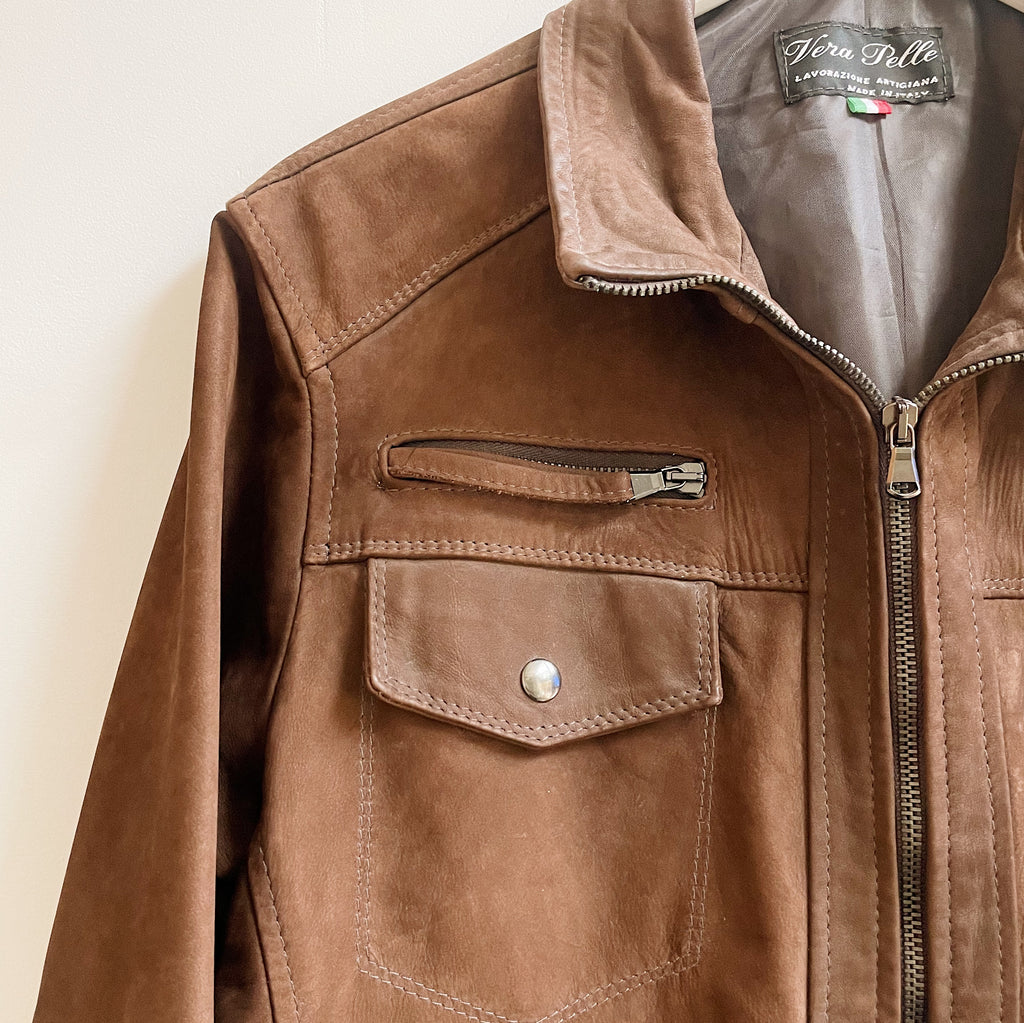 Russet Italian Brushed Leather Jacket