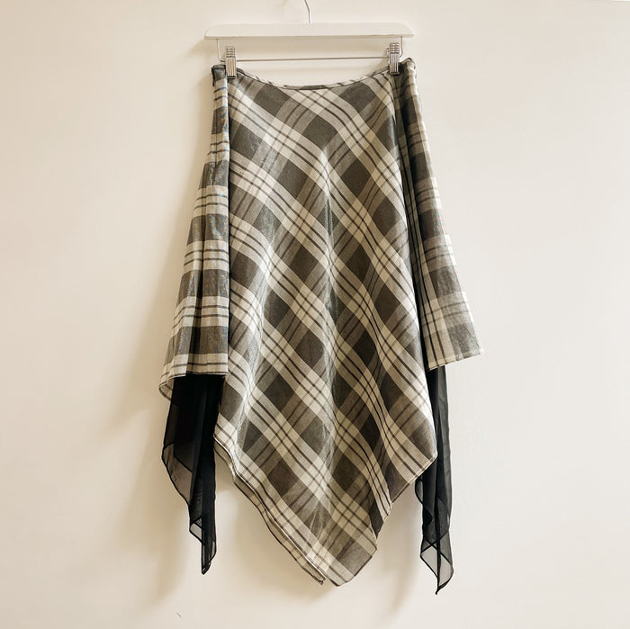 Monochrome Iridescent Plaid Kerchief Skirt