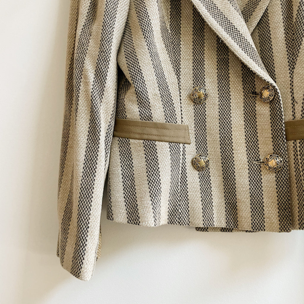 Beige Velveteen Striped Jacket