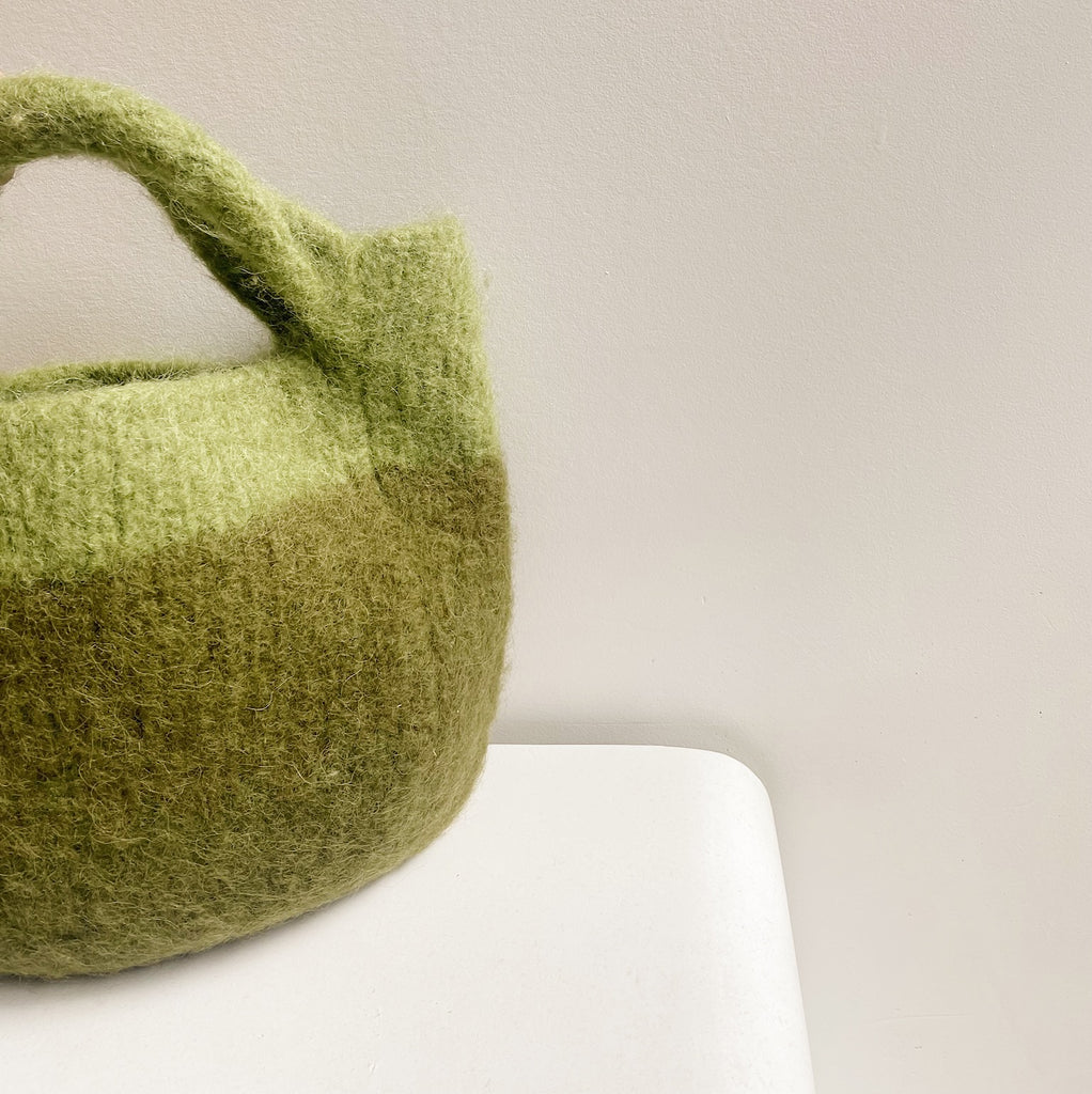 Moss Two-Tone Wool Handbag