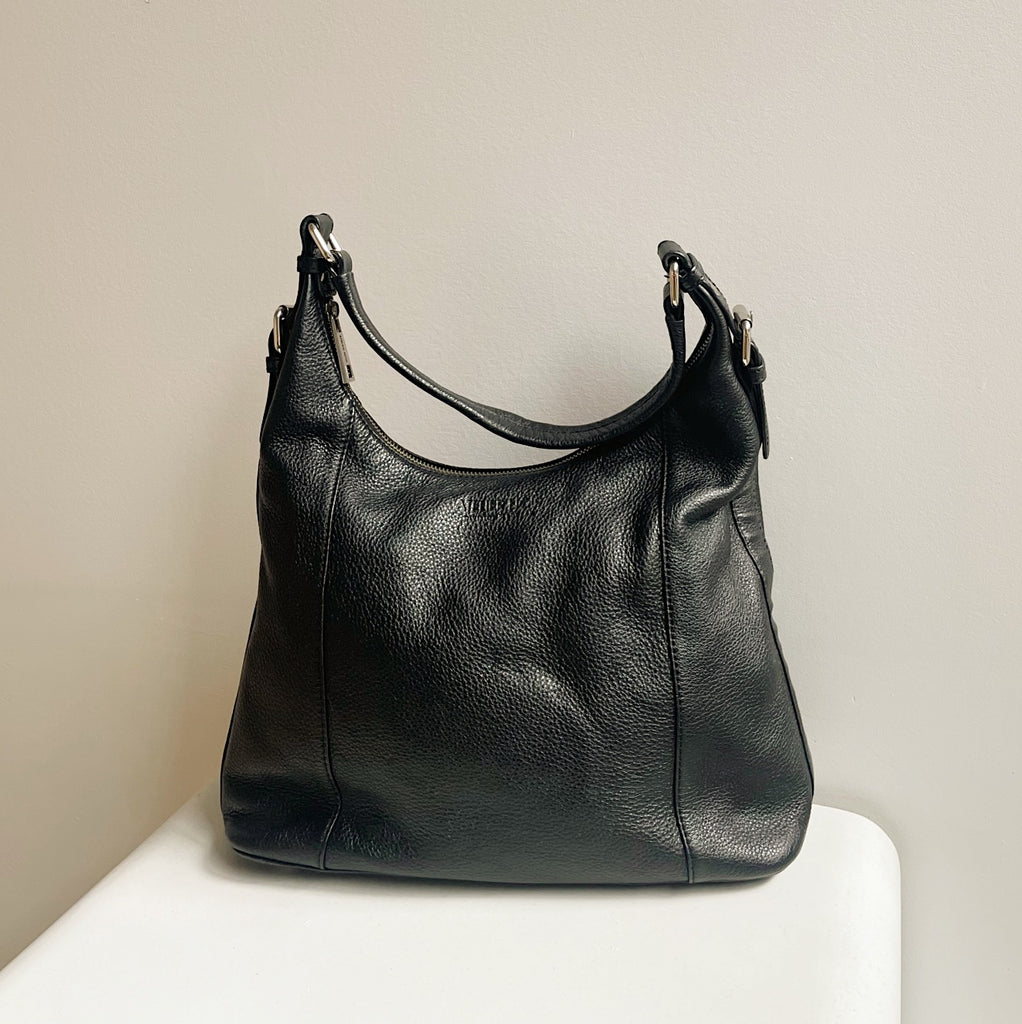 Ink Pebbled Leather Shoulder Bag