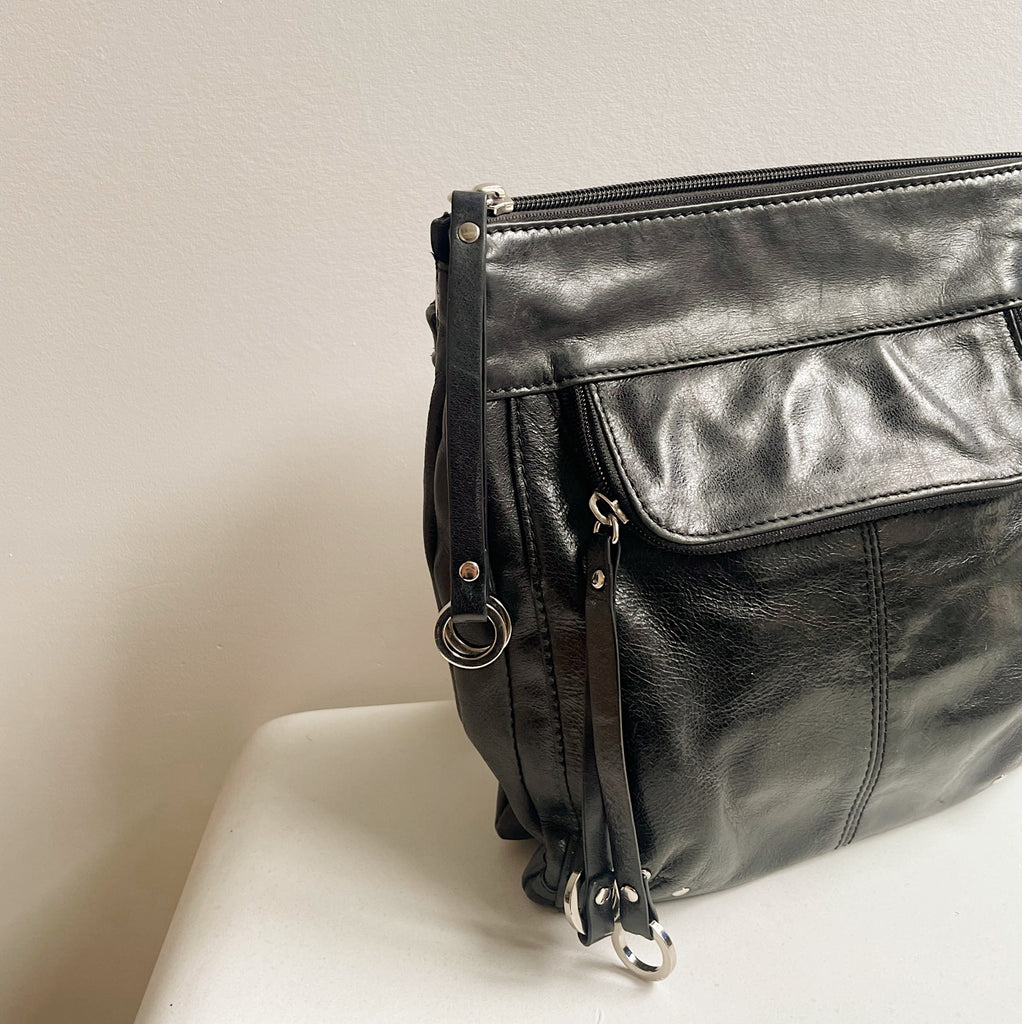 Obsidian Patent Leather Messenger Crossbody