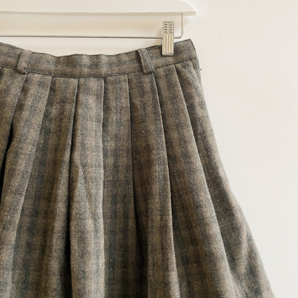 Dusk Wool Plaid Pleat Skirt