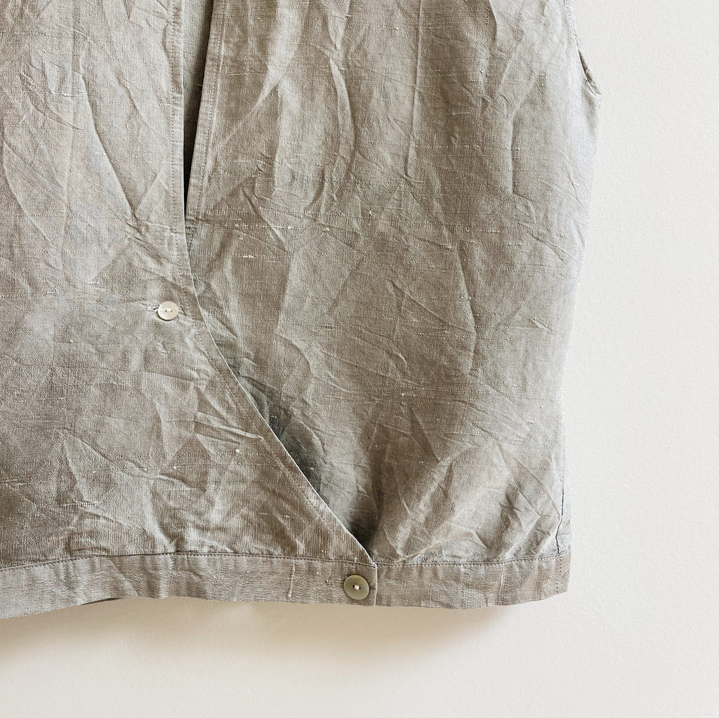 Slate Raw Silk Wrap Top