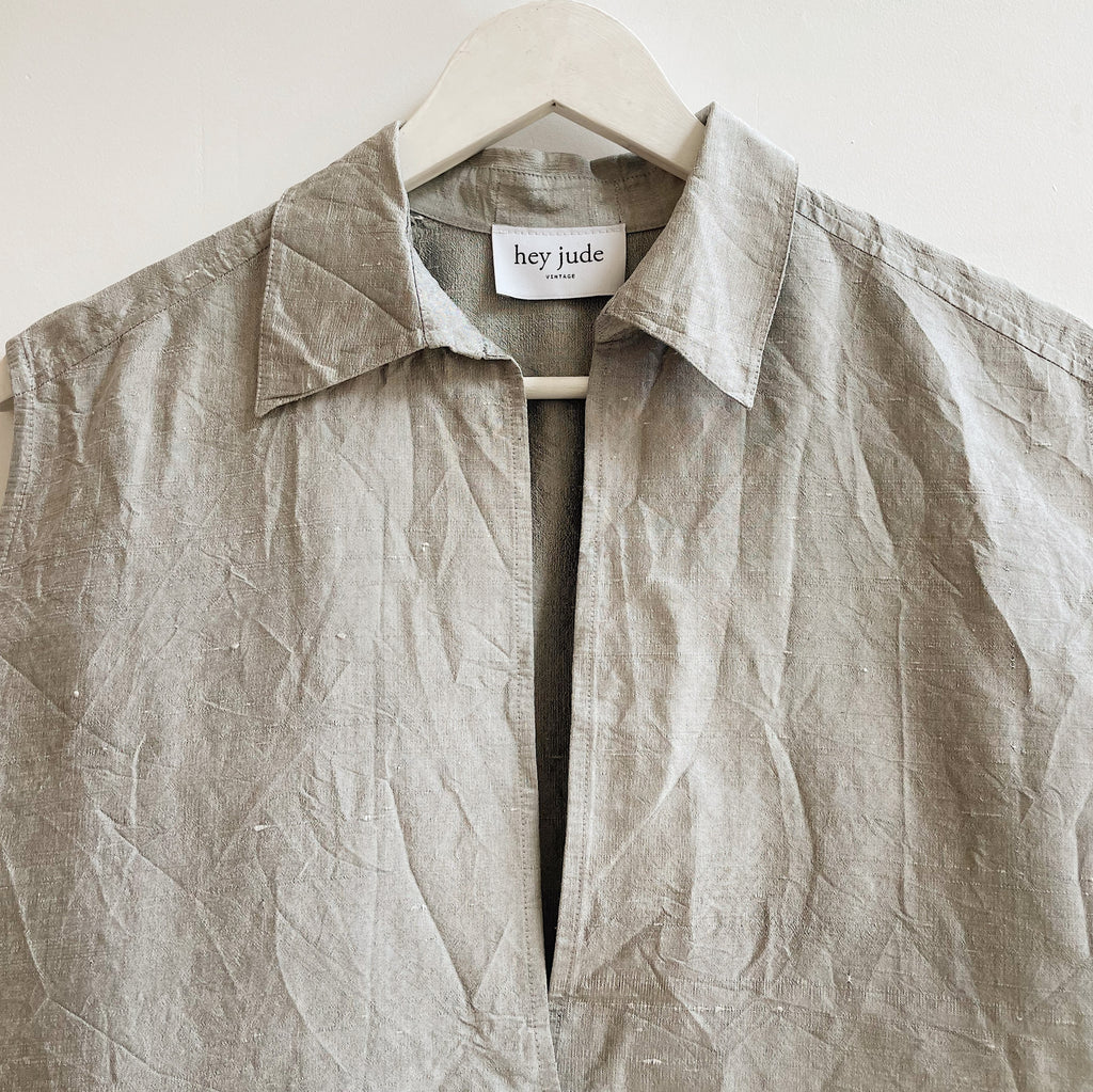 Slate Raw Silk Wrap Top