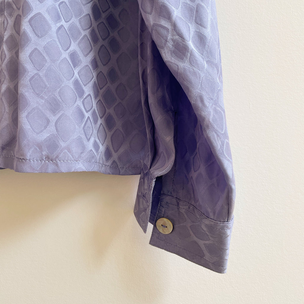 Periwinkle Silk Patterned Button Up