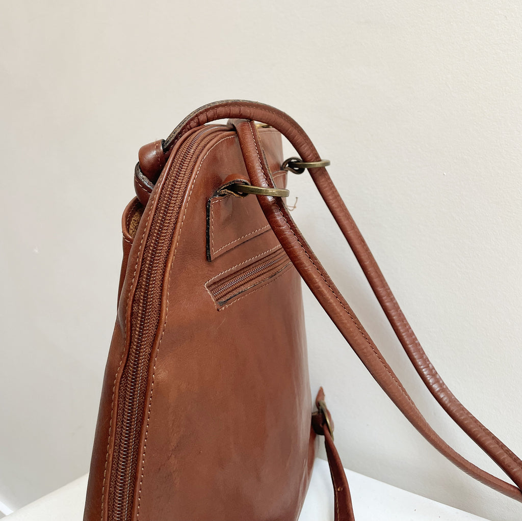 Sepia Curved Leather Backpack