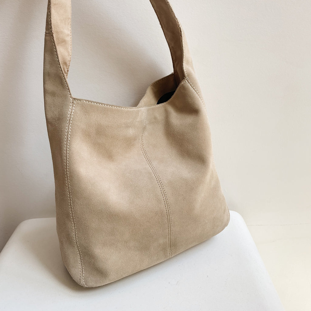 Dust Whipstitch Suede Tote Bag