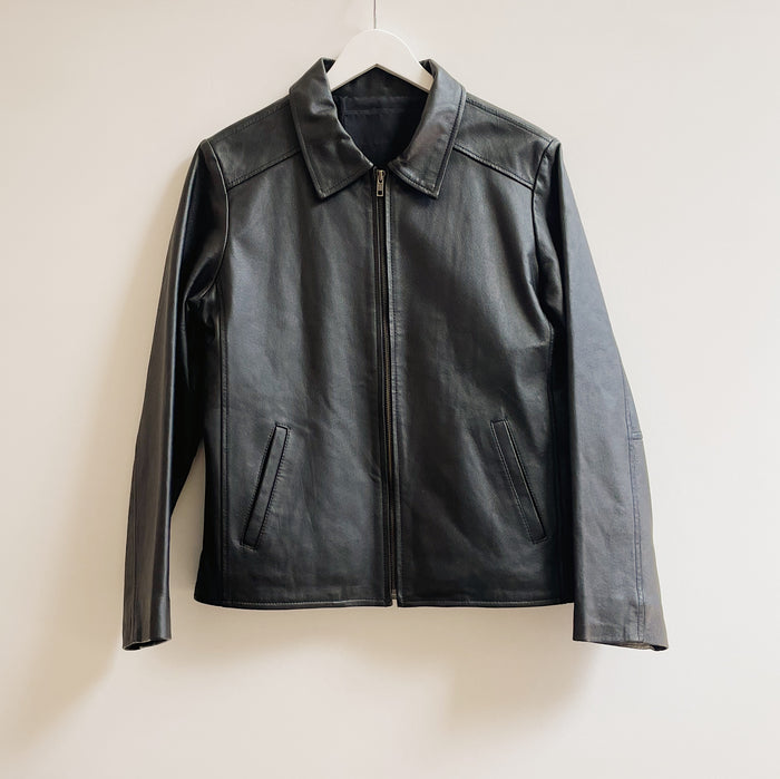 Soot Boxy Leather Jacket
