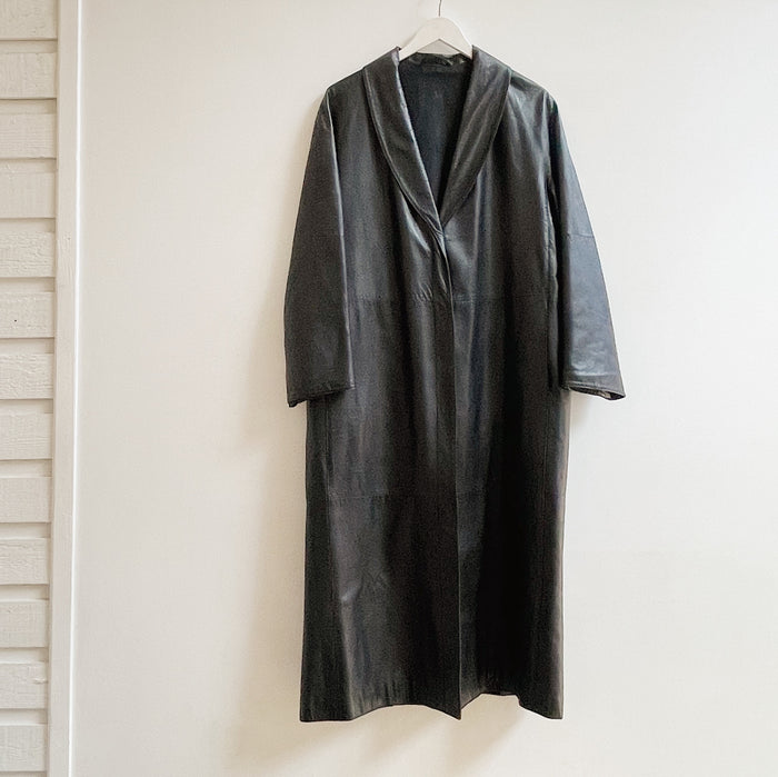 Black Long Leather Trench