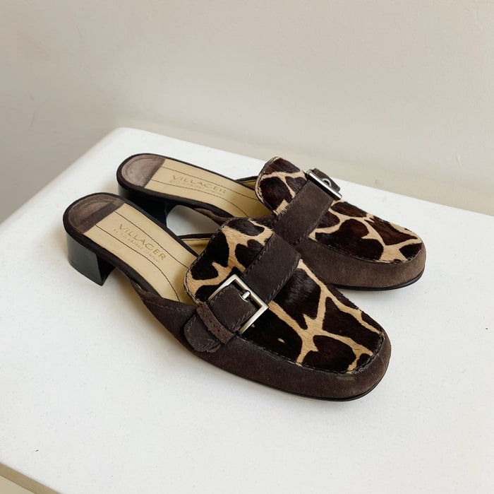 Leopard Ponyhair Belted Slip On | Size 8
