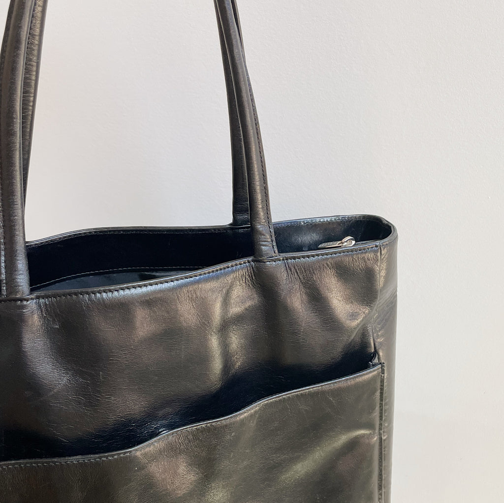Black Patent Leather Tote Bag