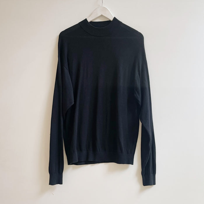 Black Lightweight Silk Knit Pullover