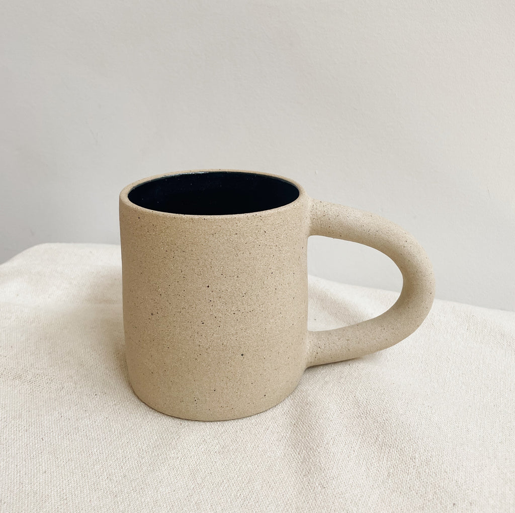 Raw Oat + Black Ceramic Mug