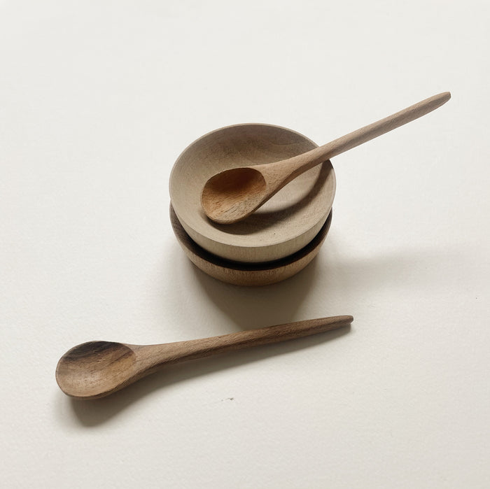 Walnut Wood Spice Bowl and Spoon Set