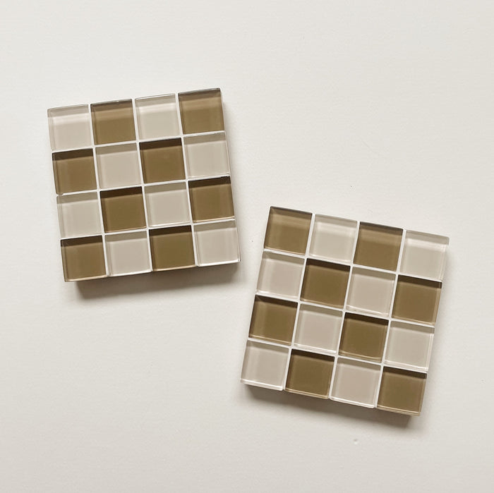 Glass Tile Coaster | Cafe Latte