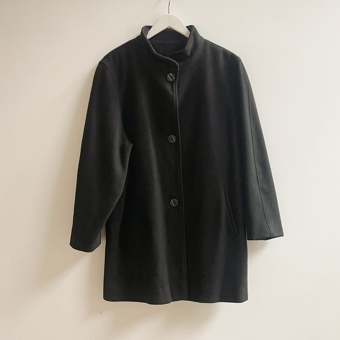 Black Wool Cocoon Coat