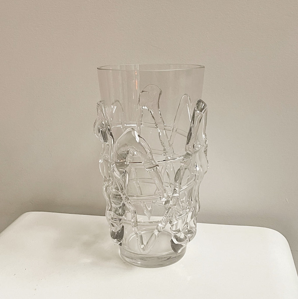 Clear Organic Blown Glass Vase