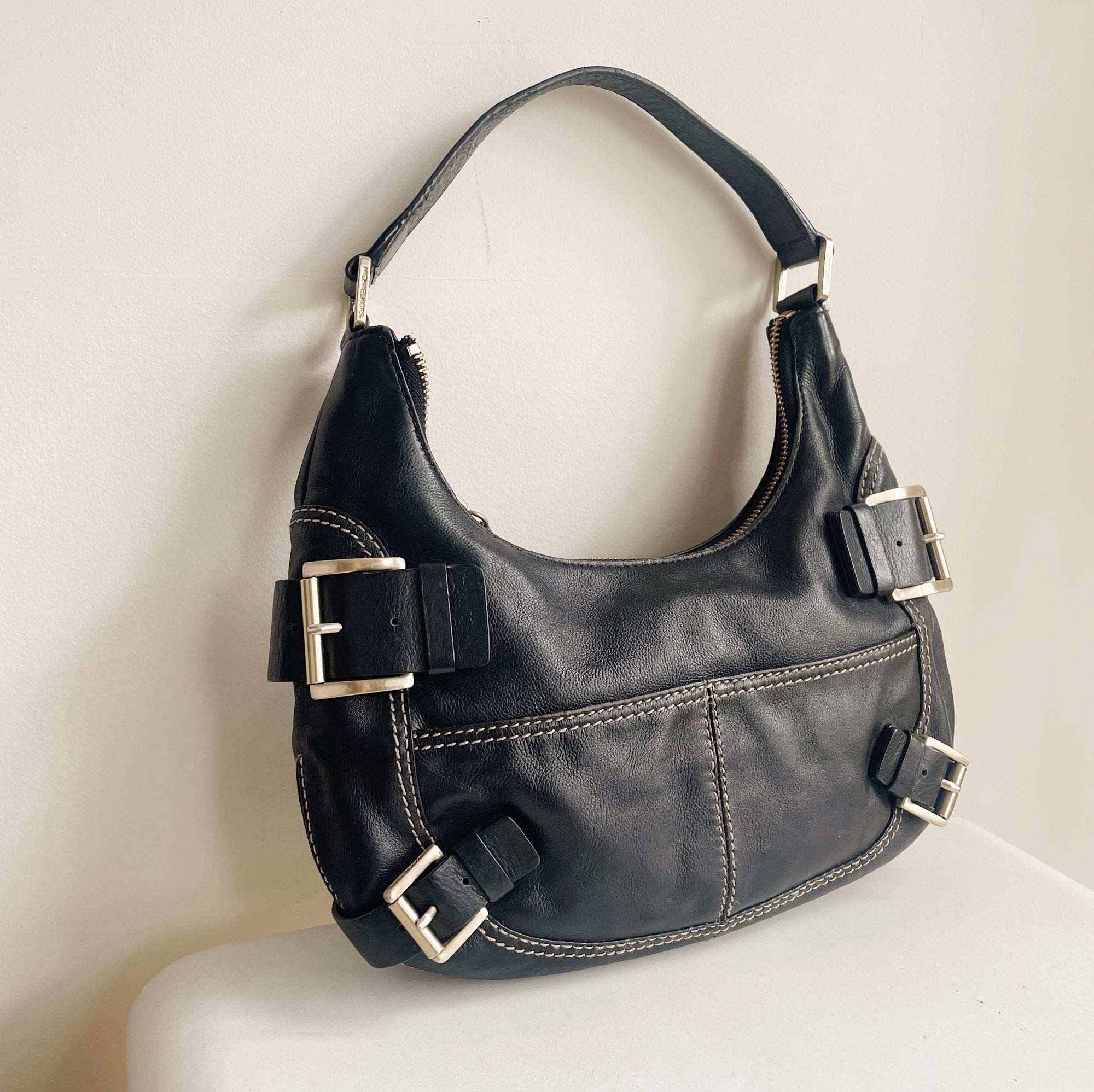 Soot Curved Belted Shoulder Bag