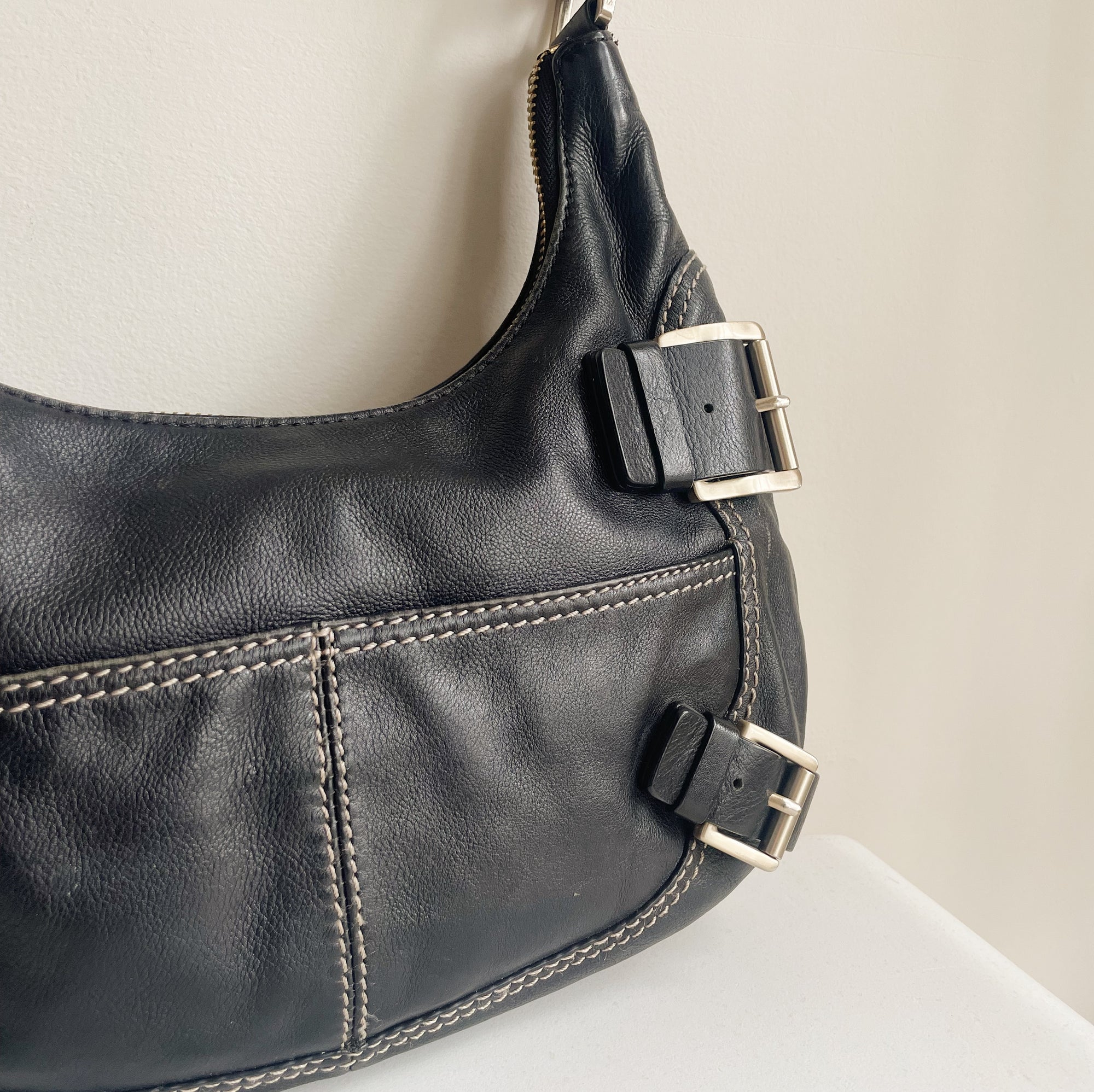 Soot Curved Belted Shoulder Bag