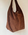 Suede Leather Hobo Bag in Cedar